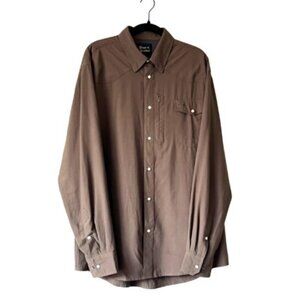 Texas Standard Western Field Shirt Guadalupe Olive Green Men's Sz XL Pearl Snap
